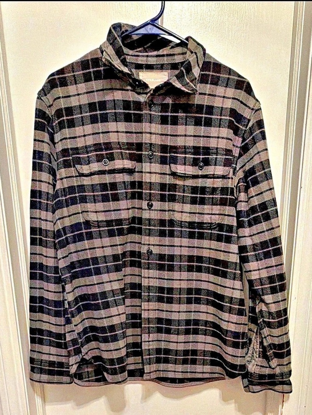 Everlane The Brushed Flannel Shirt Plaid Black & Gray - size large